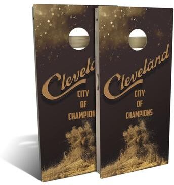 Skip's Garage Cleveland Champs Basketball Outdoor Cornhole Board Set