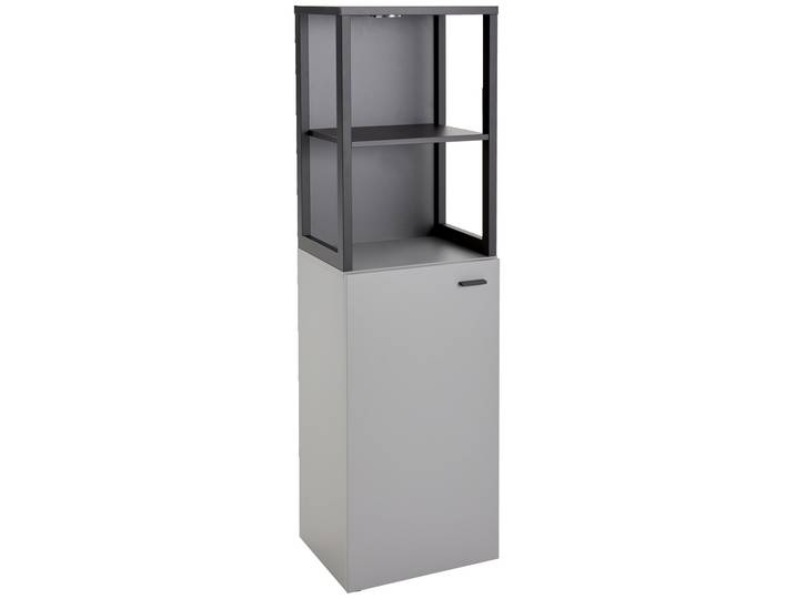 Hom´in Highboard/Vitrine ALMERIA, grau, Holznachbildung