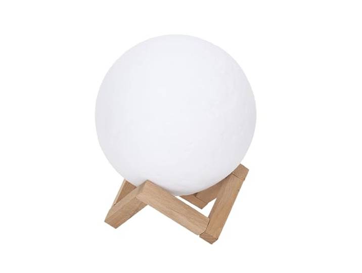 HOME DECO FACTORY Lampe Tactile 3D Luna Ambiance Chaleureuse Multicolore Bois\, lampe tactile 3D Luna\, design élégant\, décoration intérieure\, chevet ou salon\, rouge bleu et blanc