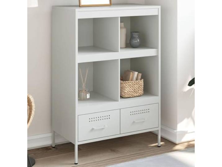 HEFZGDB Kaltgewalzter Stahl Highboard Industriedesign Modernes Highboard für Schlafzimmer mit verstellbaren Schraubfüßen Industrie-Stil für Wohnzimmer Robustes aus Stahl mit Stauraum Weiß