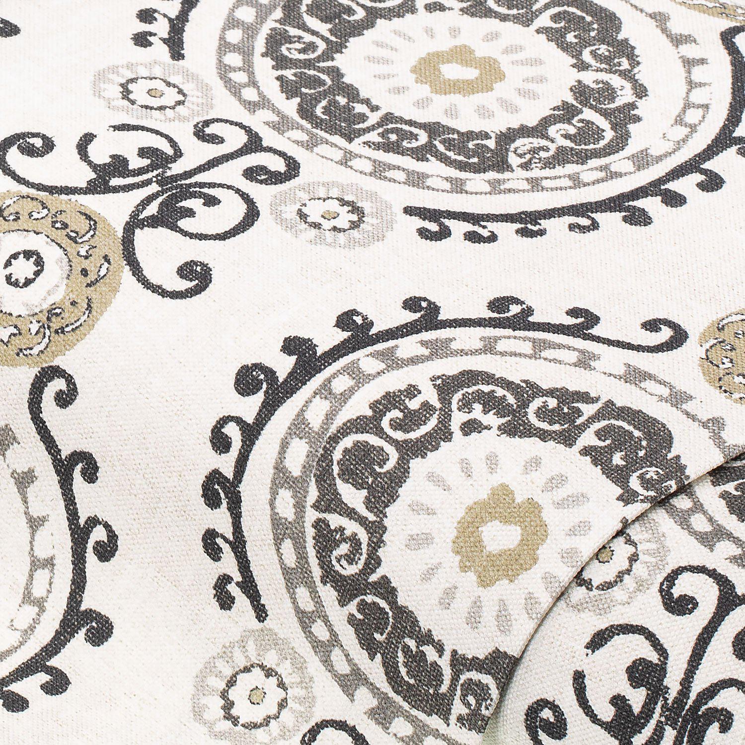 Outdoor-Stoff "Mandala", grau/schwarz