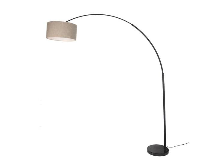 Qazqa Lampadaire Arc Moderne Noir Avec Base En Marbre Et