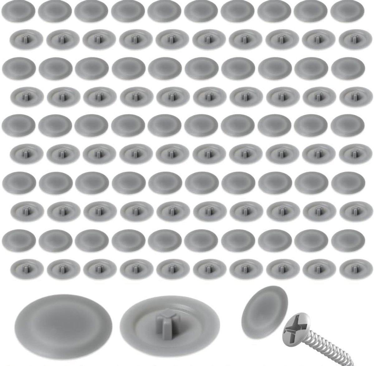 Schroefdoppen Set Decoratieve Kappen Grijs - 100 stuks