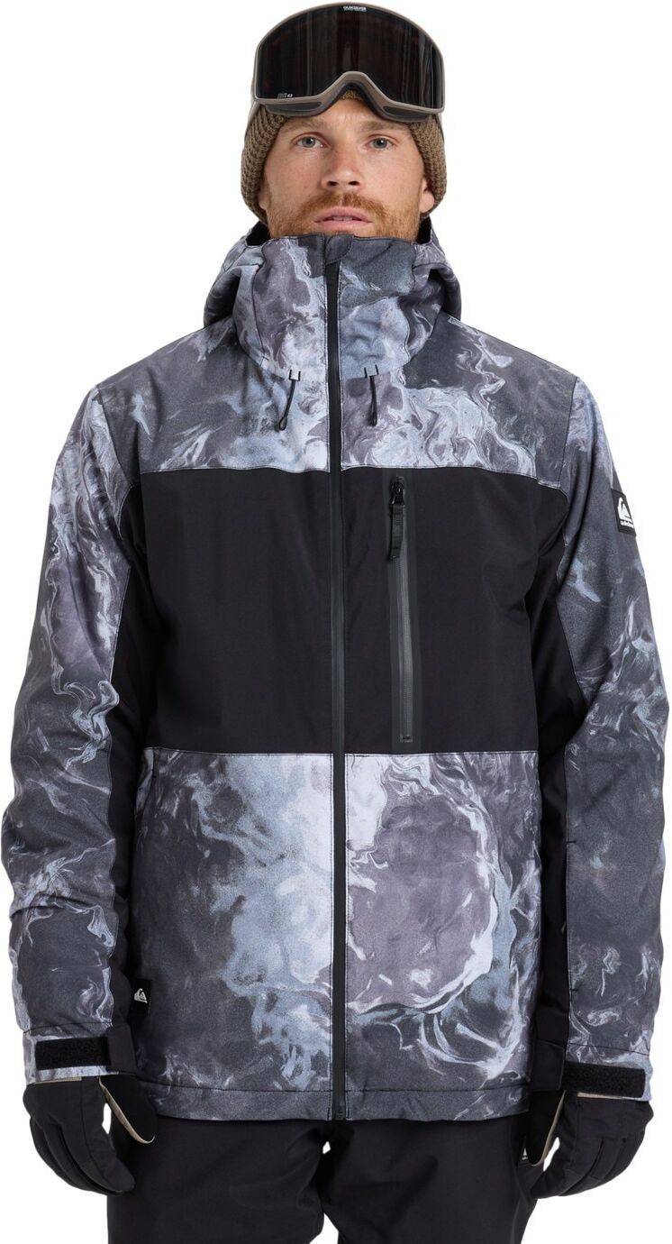 Snowboardjacke QUIKSILVER "Sycamore Printed 10K", Herren, Gr. L, schwarz-weiß (thermostamp grayscale), Obermaterial: 55% Polyester, 45% Polyester., Jacken Snowboardjacke