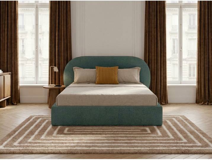 Lit coffre SELIN tissu bouclette 160x200