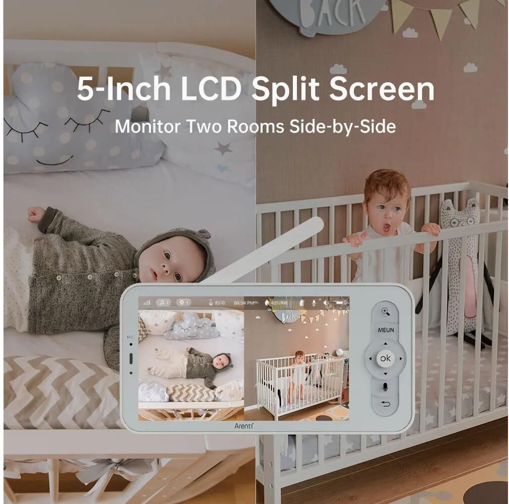 Babyphone "Arenti AInanny Kamera 2K/3MP", Baby, grau (silber), Babyphones Babyphone, Nachtsichtfunktion und 14 beruhigende Schlaflieder silber Einheitsgröße