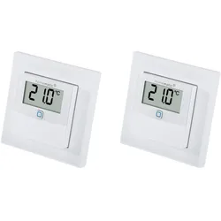 Homematic IP Smart Home 150180A0, Temp. und Luftfeucht. Sensor mit Display, 2 Stück, Thermometer + Hygrometer, Weiss
