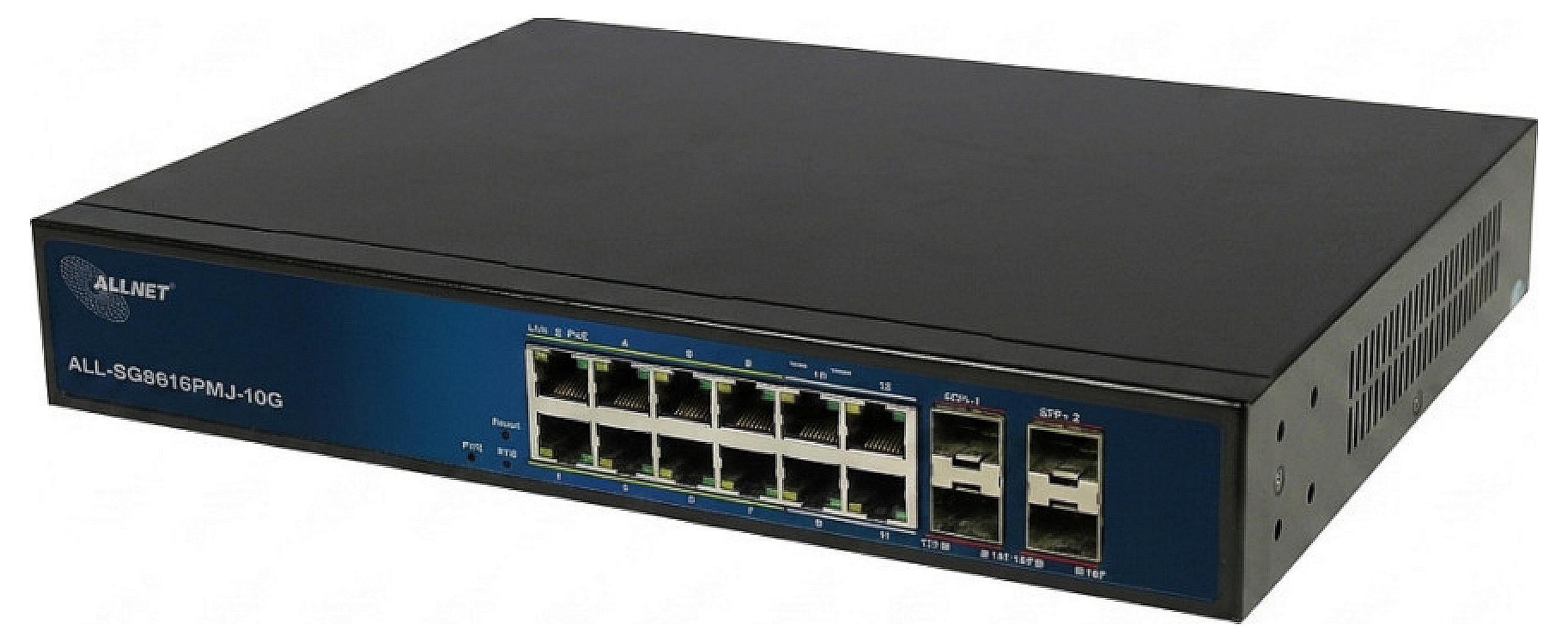 ALLNET Switch full managed Layer2+- 12x GbE- PoE Budget 130W- 8x - Switch - Glasfaser (LWL)