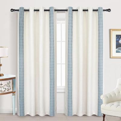 "DriftAway Cabana Stripe Linen Textured Farmhouse Blackout Window Curtains - 52"" Width X 84"" Length"