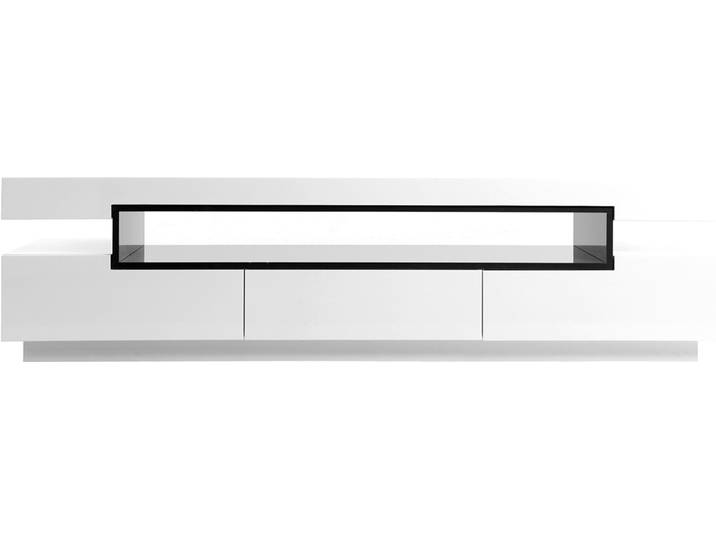 Meuble TV design blanc laqué brillant L200 cm LIVO