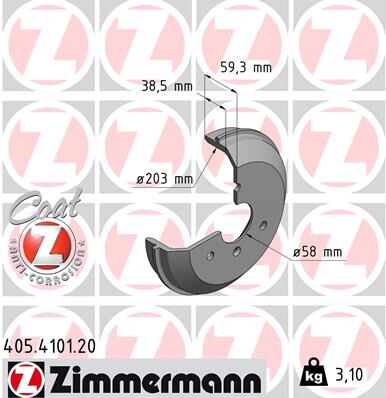 Zimmermann Bremstrommel Coat Z 405410120 Hinterachse Für Smart