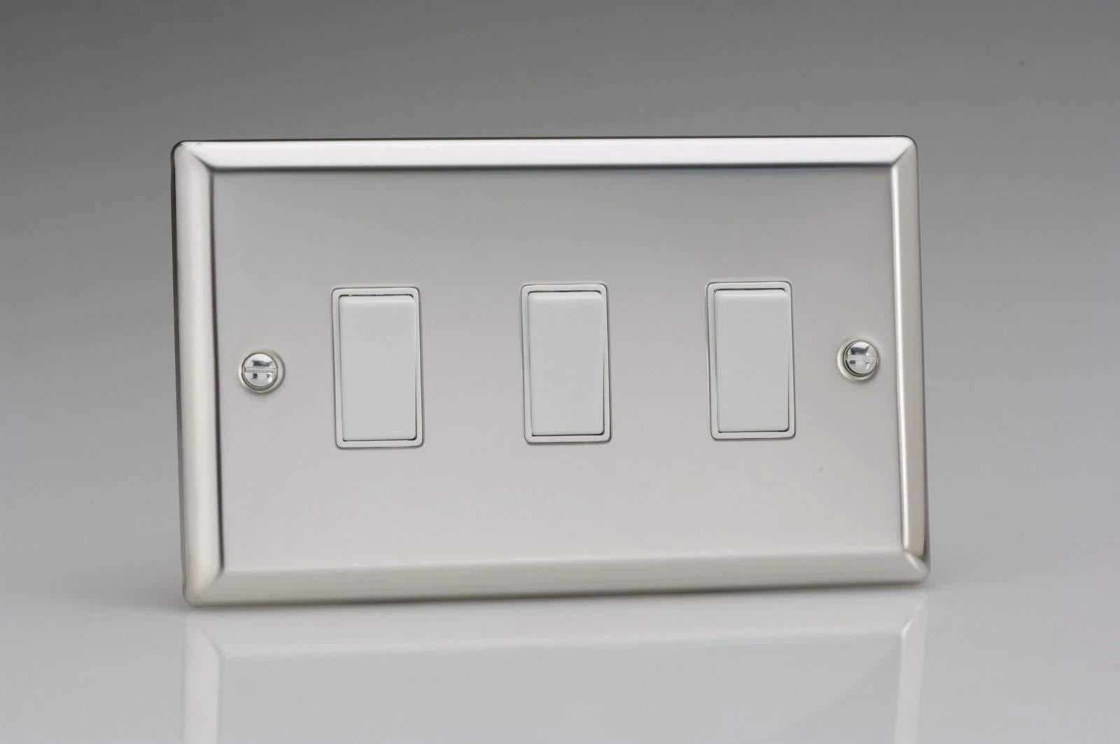 Dripio Draaistoelschakelaar, 3-voudig, spiegelchroom, 10A, 230V, IP40, kunststof