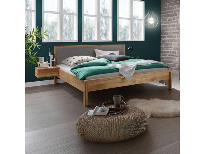 HOMELIV. Bett Paige Komfort Eiche Massivholz 180x200cm landhaus, höhenverstellbar