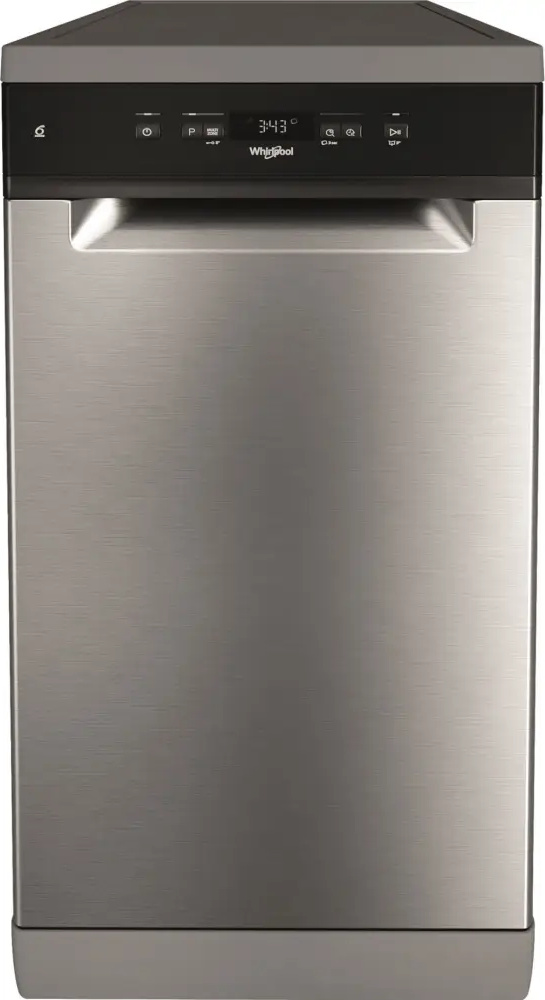 Whirlpool WSFC 3M27 X, Freistehend, Single (45 cm breit), Edelstahl, Schwarz, Tasten, 1,3 m