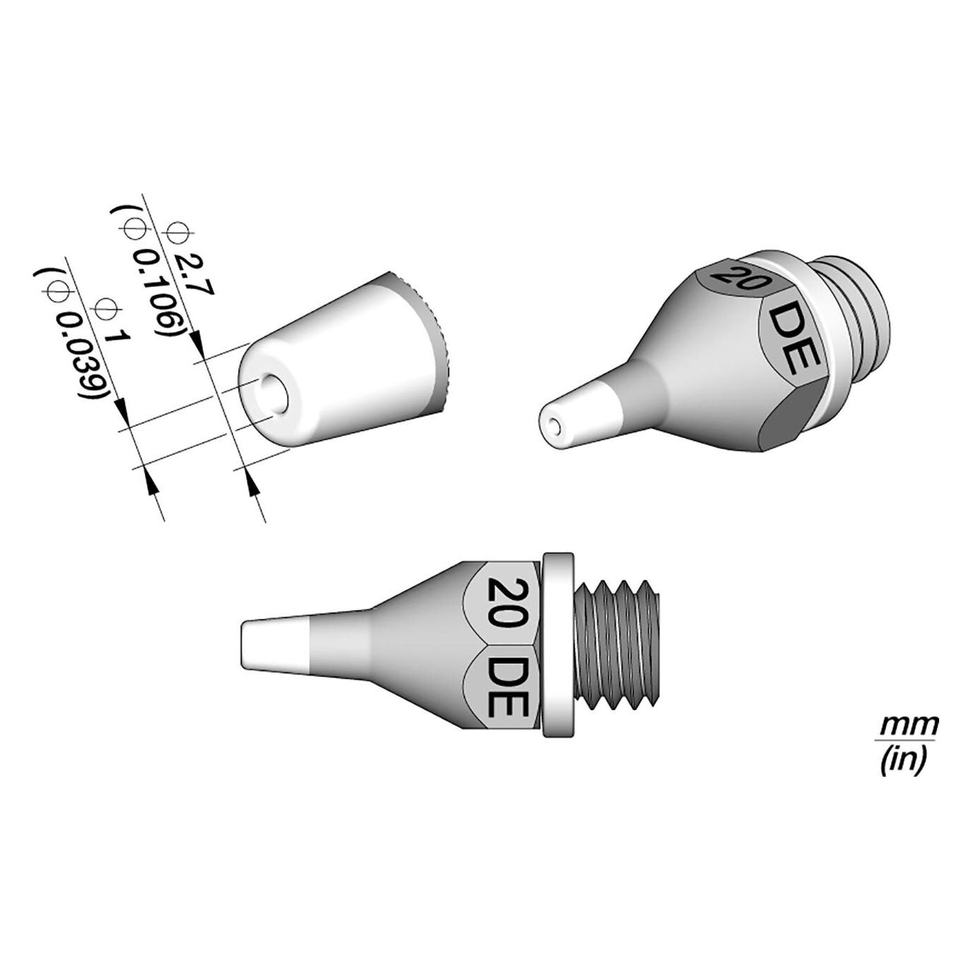 JBC Entlötspitze für 3040000 / 75 W, CLASSIC-Serie, 20DE (Lötspitze) (320500)