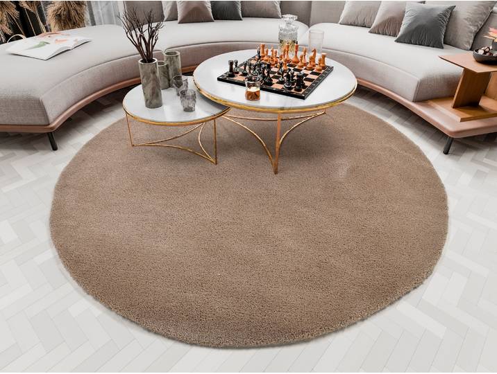 Hochflor-Teppich OCI DIE TEPPICHMARKE Soft Dream , beige, H:30mm Ø:120cm, Kunstfaser, Teppiche, Hochflor-Teppich, weich durch Microfaser, Shaggy, Langflor, Wohnzimmer