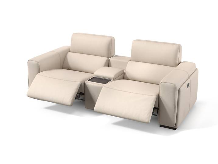 Leder Entertainmentsofa 2-Sitzer LENTA Echtleder Kinocouch Heimkinosessel motorisch