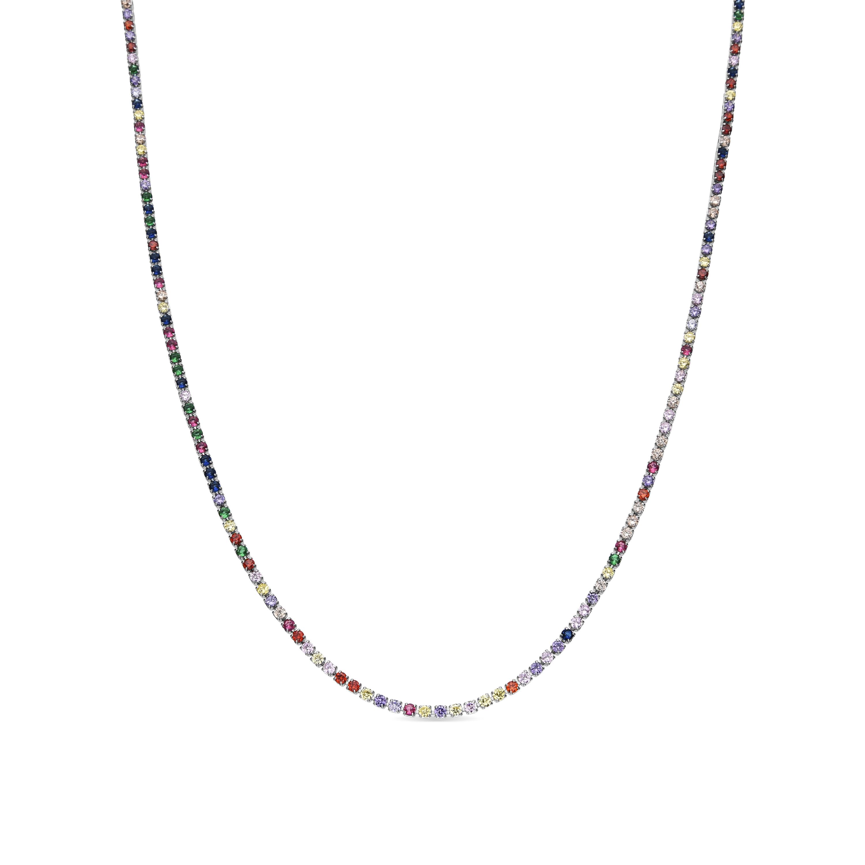 Luxenter Halskette mit mehrfarbigen Zirkonia in Silber - Serly
