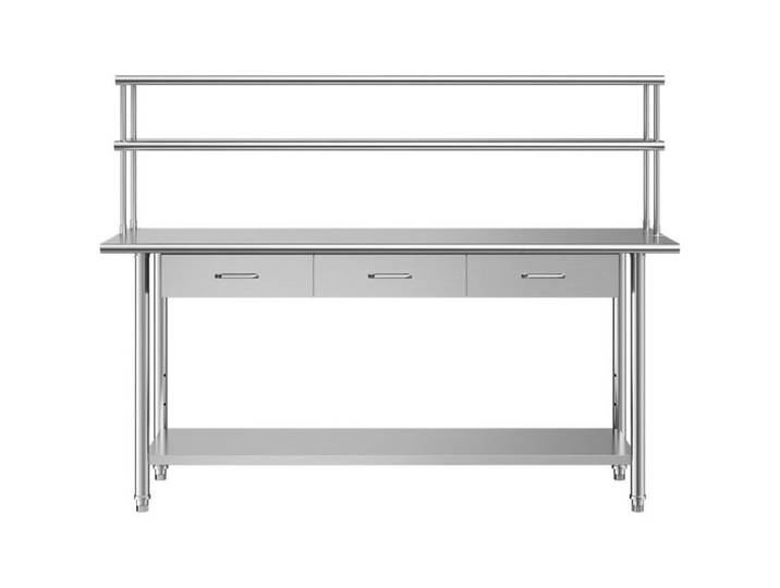 Table de travail - DUOKU - YH2-72-XP - 182 9x61 cm - 3 tiroirs - Inox