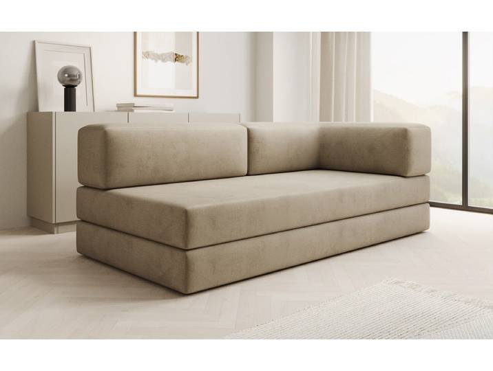 Designer Sofa-Chaise Longue Lazy in Samt - Sand - Samt - Luxusbetten24