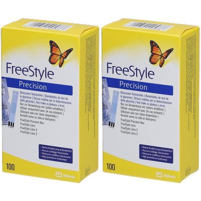Freestyle Precision Blutzucker Teststr.o.Codierung 2x 2x100 St Teststreifen