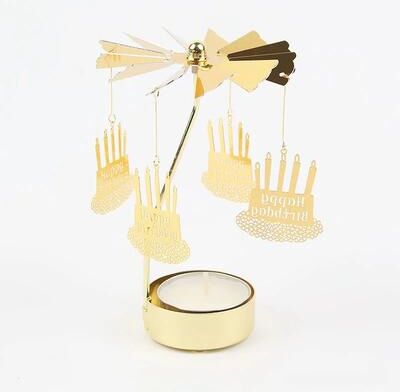 Inspired Living Enchanting Rotating Christmas Candle Holder And Candle Carousel happy Birthday