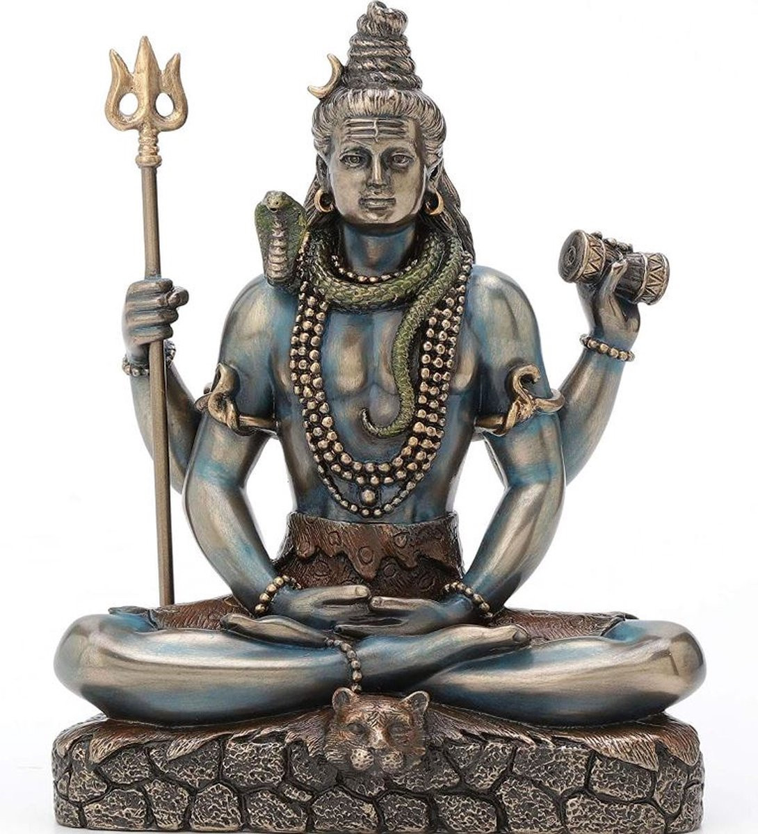 Veronese Design Beeld Shiva in Lotus Pose - Gebronsd - Hoogte: 15 cm
