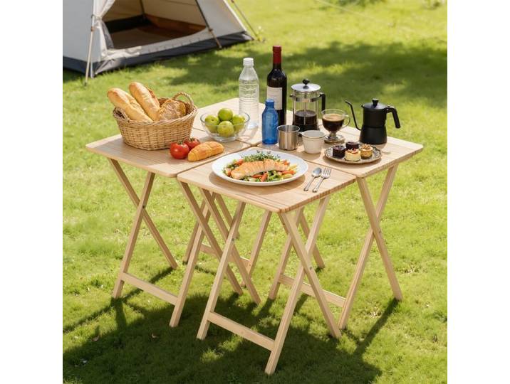 FLASIDU Table basse pliante en pin 48x37x66cm Table d'appoint pliable pour jardin terrasse Intérieur extérieur nature