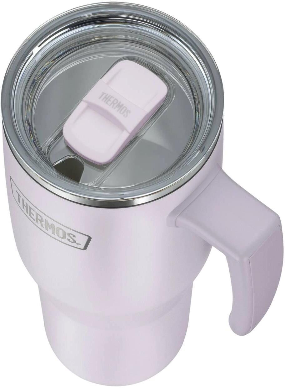 Thermobecher THERMOS "REFRESHING SERIES ISOLIERTRINKBECHER mit Strohhalm", rosa (lavender mat), Trinkgefässe, Ø 14cm x 35cm, 1.100ml, 1, Edelstahl, Kunststoff, Silikon, Titan, Thermobecher, 1,10l, 6h heiss & 6h kalt, mit Griff, B:10cm H:35cm Ø:14cm lavend