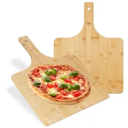 Relaxdays Pizzaschieber XXL Bambus 2er Set Hellbraun