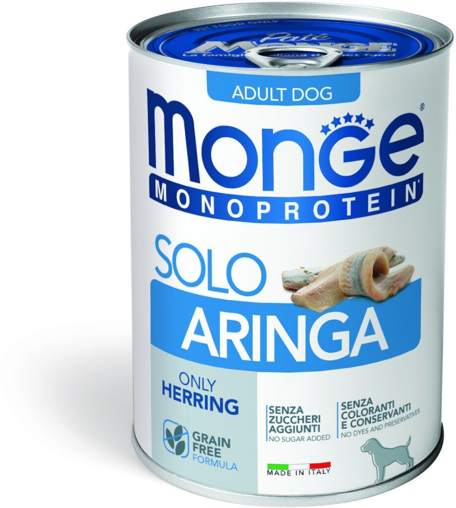Monge Monoprotein Paté Adult solo Aringa 400 g Alimento Umido per Cani Adulti