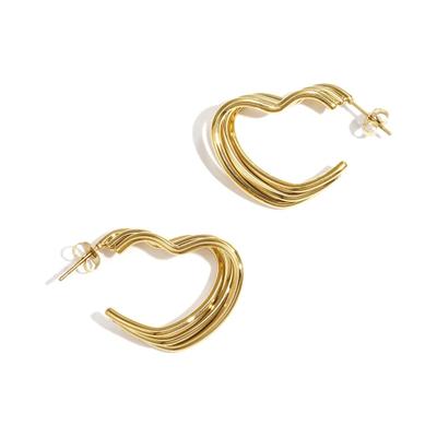 Paar Creolen ADELIA´S "Ohrringe Creolen aus Edelstahl in Herzform – 1 Paar", Damen, Gr. Damen, Edelstahl, goldfarben, Ohrringe, Modeschmuck mit Creolen in Herzform im modischen Stil