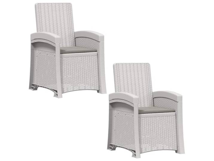 VIHHQGC Liegesessel Garten Rattan-Optik 2 STK. Weiß und Hellgrau PP Polypropylen, stabiler Rahmen, 3-fach verstellbar, Garten, Terrasse, Balkon, leicht zu pflegen
