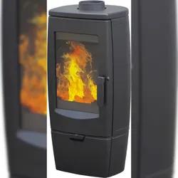 EEK A+ Design-Gusskaminofen Plamen Gala schwarz, raumluftunabhängig - 8kW