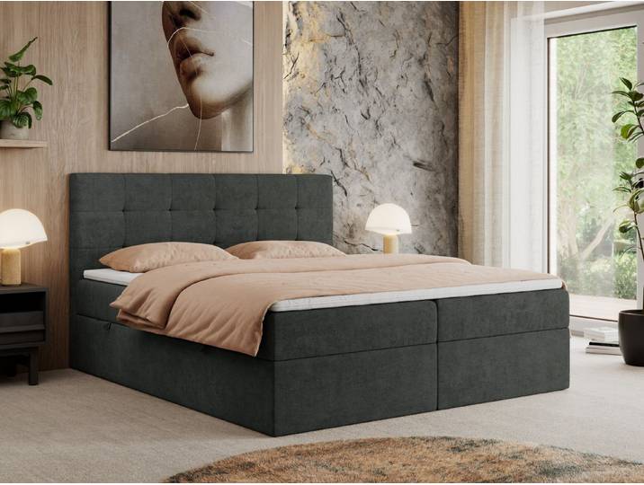 MKS MÖBEL Boxbett CENTOS (Boxspringbett - Set, Packung, Gepolsterte Kopfstütze, T30-Schaum, Topper T25/Visco, Modern), Doppelbett, Multipocket-Matratzen, zwei Bettkästen
