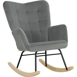 SCHAUKELSTUHL, Schaukelsessel mit Samtoptik, Armlehne für Wohnzimmer, Dunkelgrau