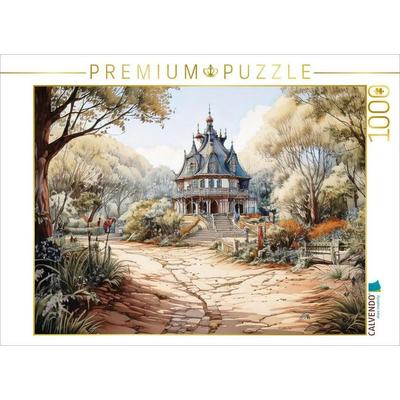 CALVENDO Puzzle Am Waldrand steht dieses Haus im Stil eines kleinen Pavillons. | 1000 Teile Lege-Größe 64x48cm Foto-Puzzle für glückliche Stunden