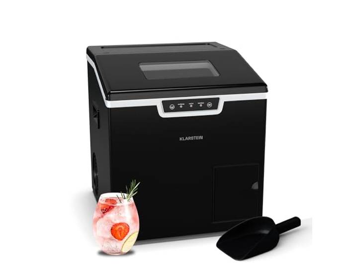 Klarstein Eiswürfelmaschine Icefestival Cube – 20 kg/24 h Eiswürfelbereiter, 400 W, Eiswürfel & Geriebenes Eis, 1,9-Liter-Vorratsfach, Automatische Reinigung, Schwarz