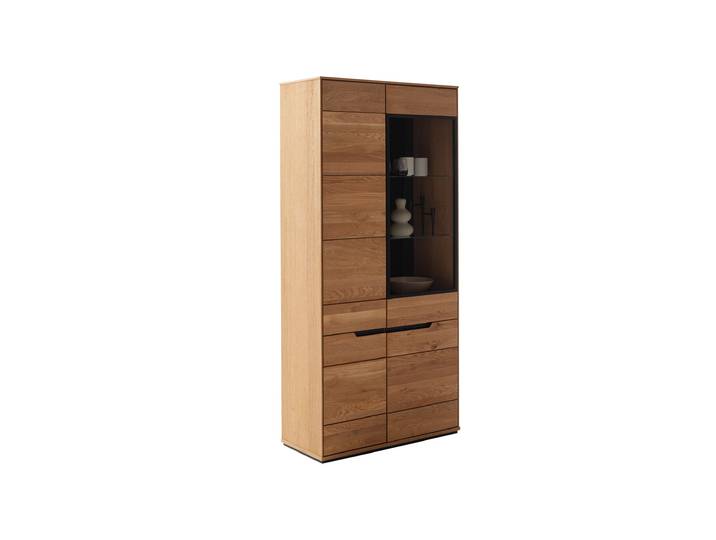 Vitrine mit Glastür Wildeiche massiv geölt Breite 93 cm - ARAYA