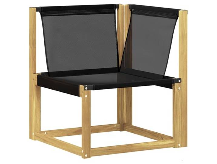 KTHLBRH Ecksofa für den Außenbereich aus Akazienholz Weiß, cremefarbenes Kissen, Polyester, wetterfest, 110 kg