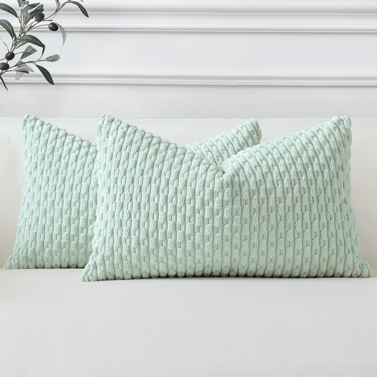 Ibenzoa Set van 2 luxe corduroy kussenslopen