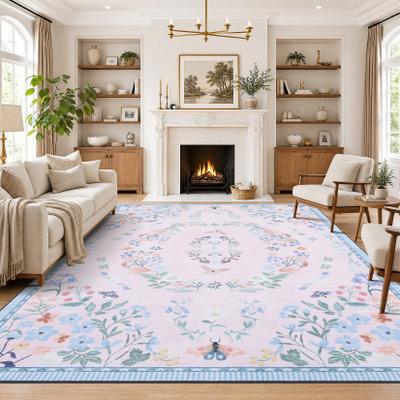 Garvee Retro Garden Floral Area Rug Non-Slip Washable Low Pile Carpet