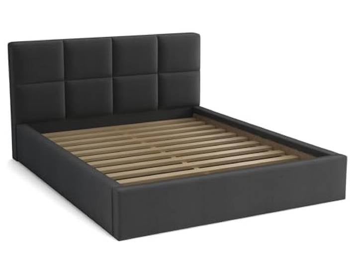 bonni Polsterbett Alaska 140x200cm Bett mit Lattenrost Doppelbett mit Bettkasten Bettgestell Holzbett Stauraumbett (Graphit)