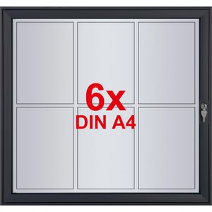 Showdown-Displays Schaukasten schwarz, außen, 6 x A4, magnetisch, extraflach, abschließbar