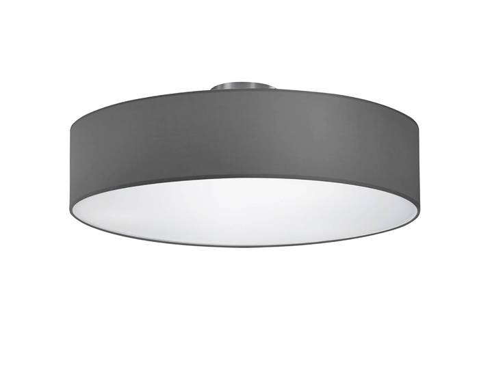 Plafonnier I Ø 50cm Gris Tissu E27