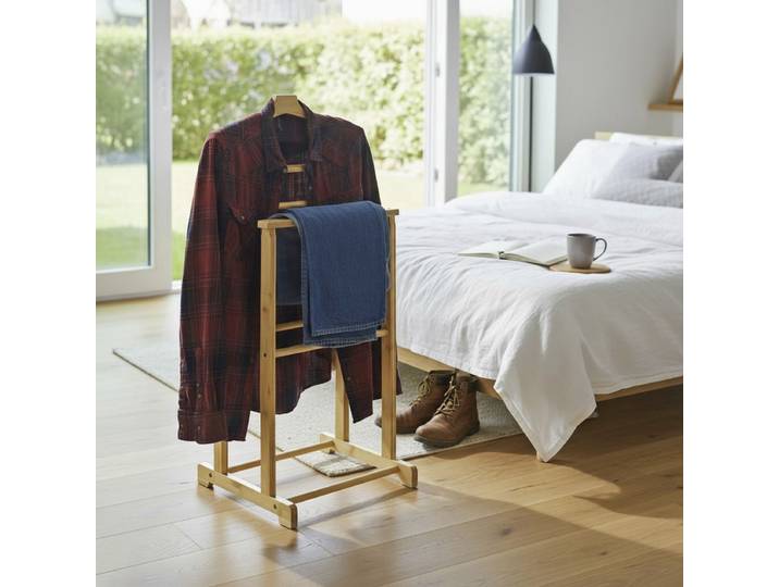 Porte-vêtements Meskel Type B 48 x 97 x 36cm Bois/Beige/Bambou