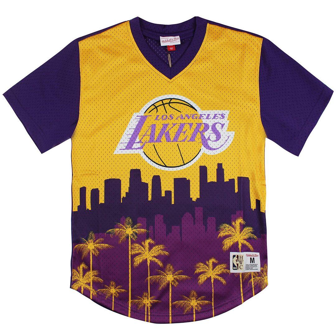 Mitchell & Ness Los Angeles Lakers gewinnen kurzes Mesh-Mens-T-Shirt