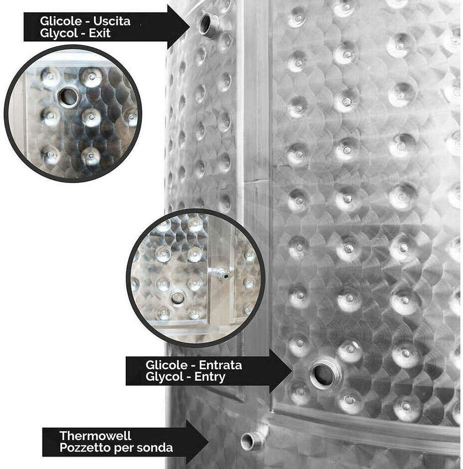 Polsinelli Cuve inox réfrigérée fond conique avec chapeau flottant à ai
