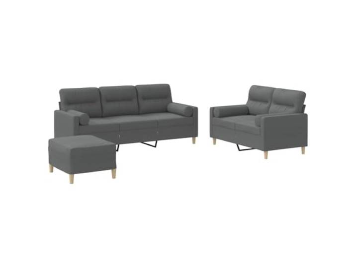Todiikf 3-TLG. Sofagarnitur mit Hocker Dunkelgrau Stoff Sofa Couch Set Gemütliches Couch Set aus atmungsaktivem Stoff mit stabilem Metall-Gestell für Wohnzimmer, ideal zum Entspannen.