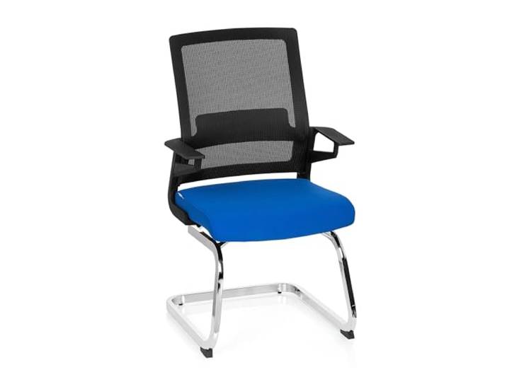 hjh OFFICE Chaise Bureau Cantilever Ergonomique avec Accoudoirs Inventor V Chaises de Réception pour Réunion\, Conférence\, Salle d’Attente\, Tissu/Maille Respirante Bleu 732070